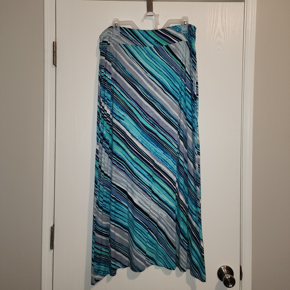 Striped Blue and Gray Women's Skirt
